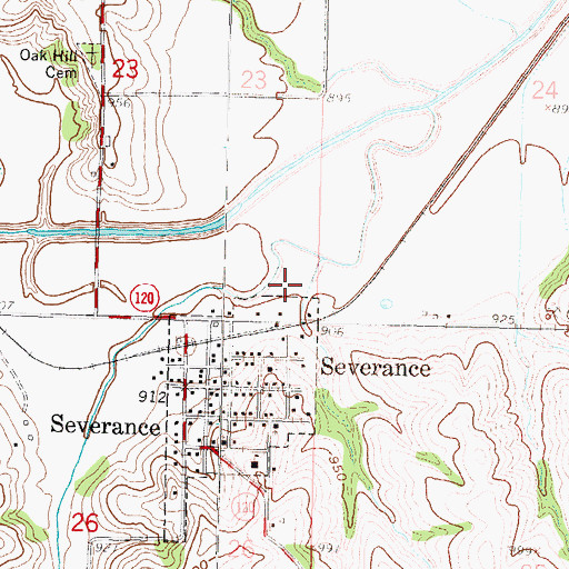 Topographic Map of Severance Wastewater Plant, KS