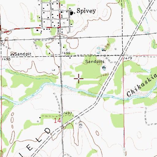 Topographic Map of Spivey Wastewater Treatment Plant, KS