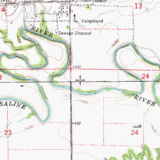 Topographic Map of Sylvan Grove Wastewater Plant, KS
