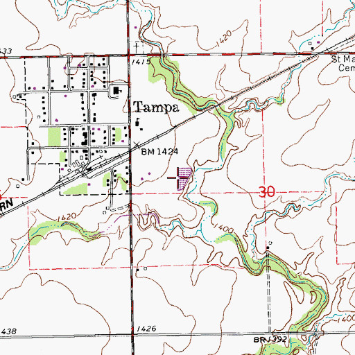 Topographic Map of Tampa Wastewater Plant, KS