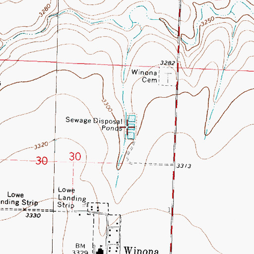 Topographic Map of Winona Wastewater Plant, KS