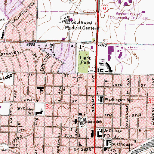 Topographic Map of Liberal Water Plant, KS