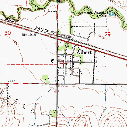 Topographic Map of Albert Post Office, KS