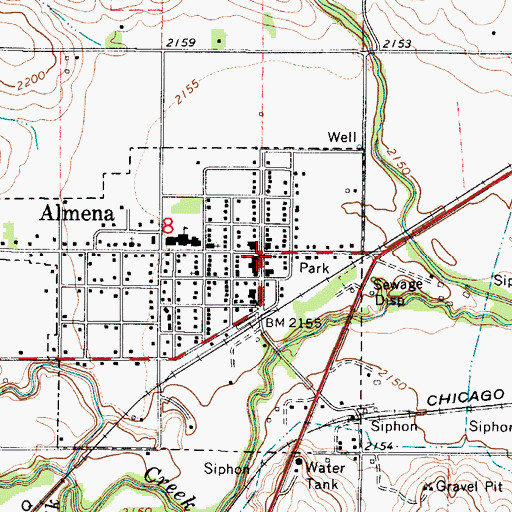 Topographic Map of Almena Post Office, KS