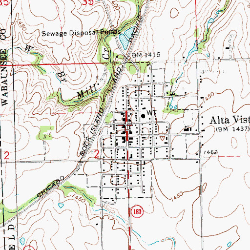Topographic Map of Alta Vista Post Office, KS
