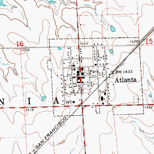 Topographic Map of Atlanta Post Office, KS