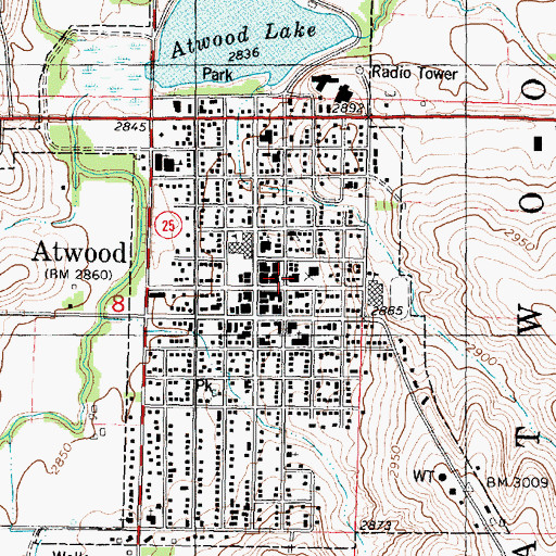 Topographic Map of Atwood Post Office, KS