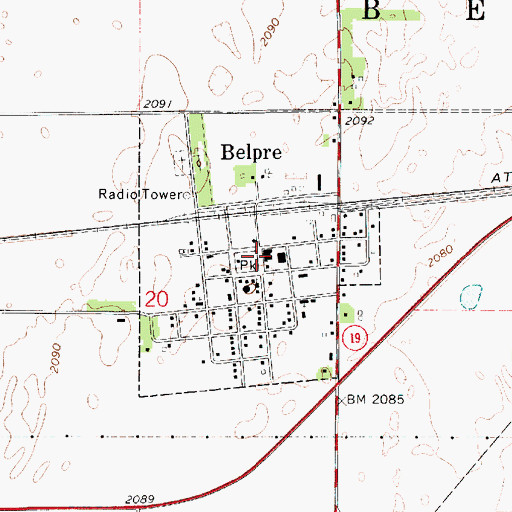 Topographic Map of Belpre Post Office, KS