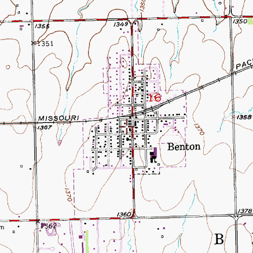 Topographic Map of Benton Post Office, KS