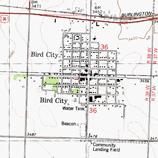 Topographic Map of Bird City Post Office, KS