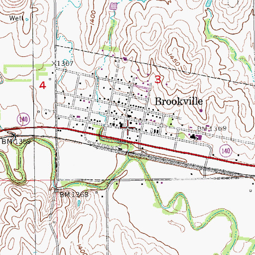 Topographic Map of Brookville Post Office, KS