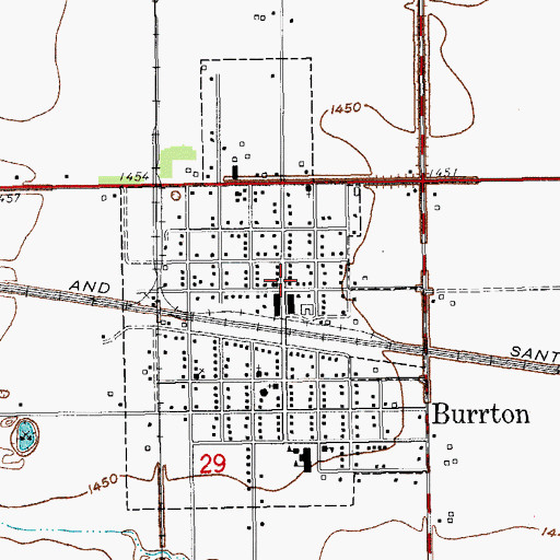Topographic Map of Burrton Post Office, KS