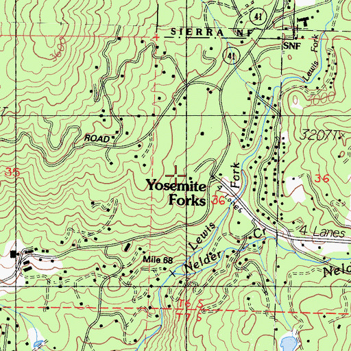 Topographic Map of Yosemite Forks, CA