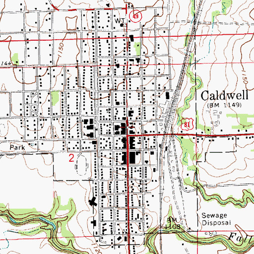 Topographic Map of Caldwell Post Office, KS