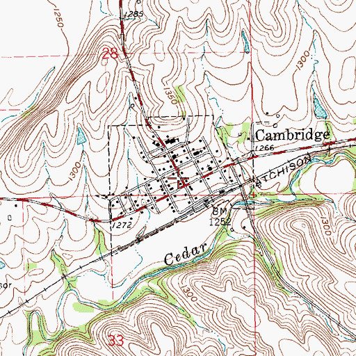 Topographic Map of Cambridge Post Office, KS