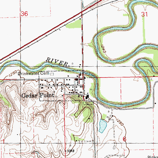 Topographic Map of Cedar Point Post Office, KS
