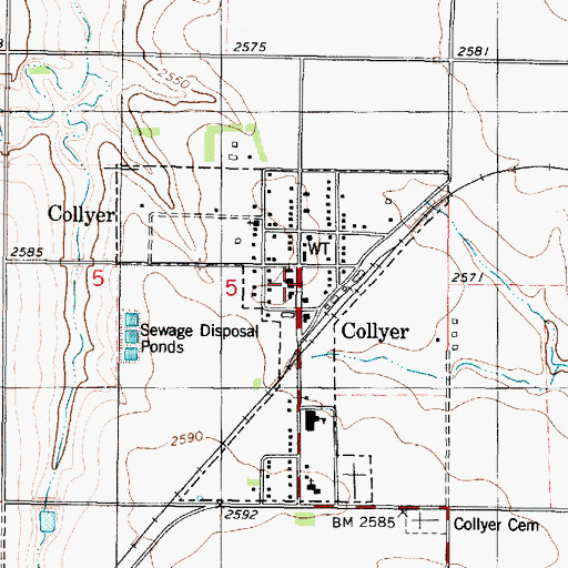 Topographic Map of Collyer Post Office, KS