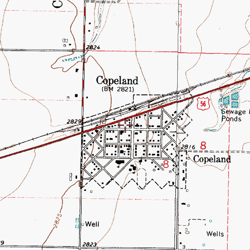 Topographic Map of Copeland Post Office, KS