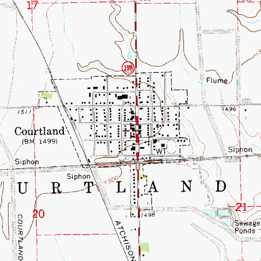 Topographic Map of Courtland Post Office, KS