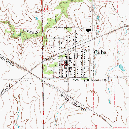 Topographic Map of Cuba Post Office, KS