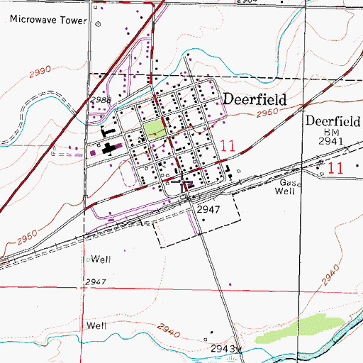 Topographic Map of Deerfield Post Office, KS