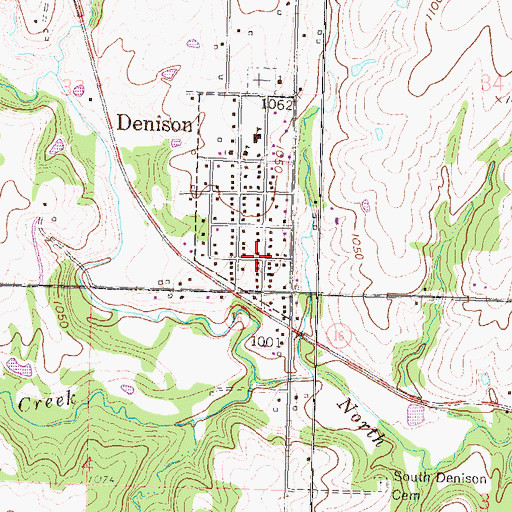 Topographic Map of Denison Post Office, KS