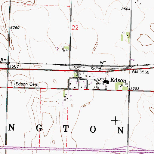 Topographic Map of Edson Post Office, KS