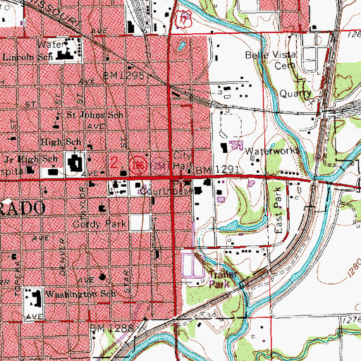 Topographic Map of El Dorado Post Office, KS