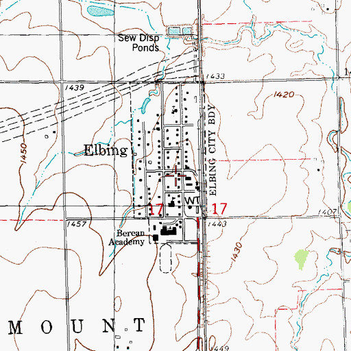 Topographic Map of Elbing Post Office, KS