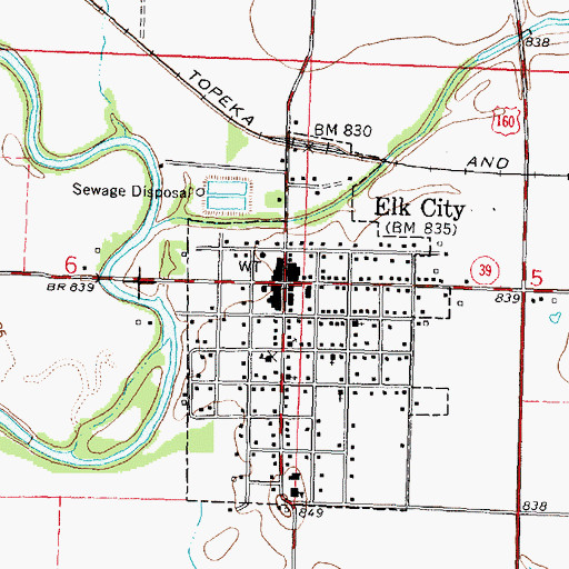 Topographic Map of Elk City Post Office, KS