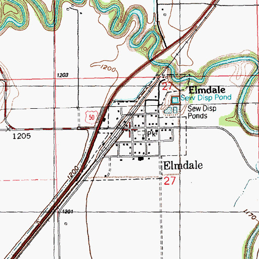 Topographic Map of Elmdale Post Office, KS