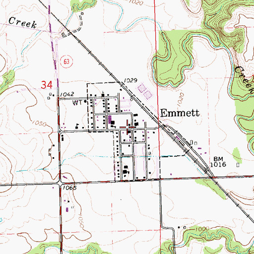 Topographic Map of Emmett Post Office, KS