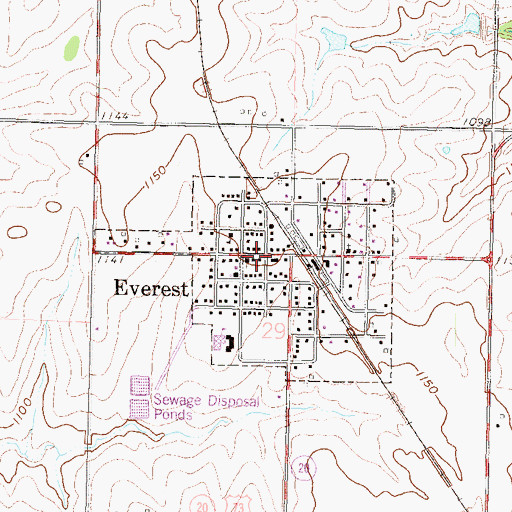Topographic Map of Everest Post Office, KS