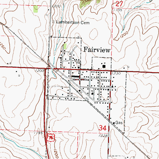Topographic Map of Fairview Post Office, KS
