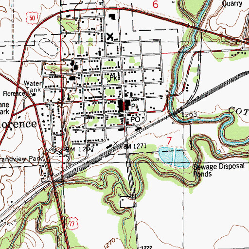 Topographic Map of Florence Post Office, KS