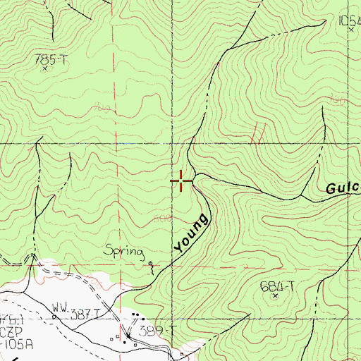 Topographic Map of Young Gulch, CA