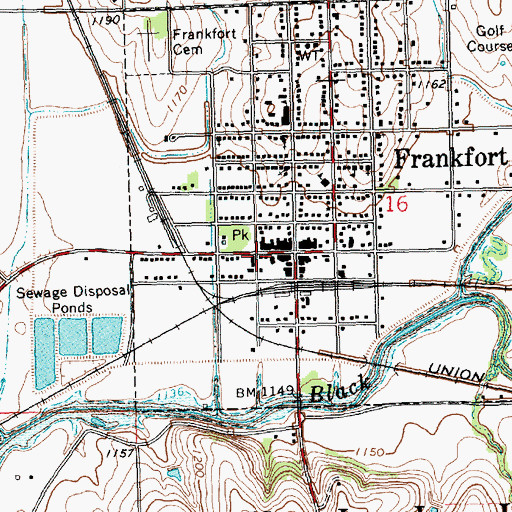 Topographic Map of Frankfort Post Office, KS