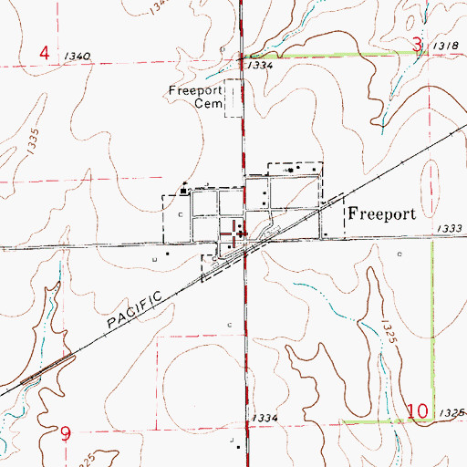 Topographic Map of Freeport Post Office, KS