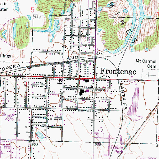 Topographic Map of Frontenac Post Office, KS