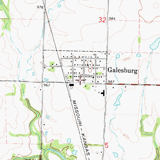 Topographic Map of Galesburg Post Office, KS