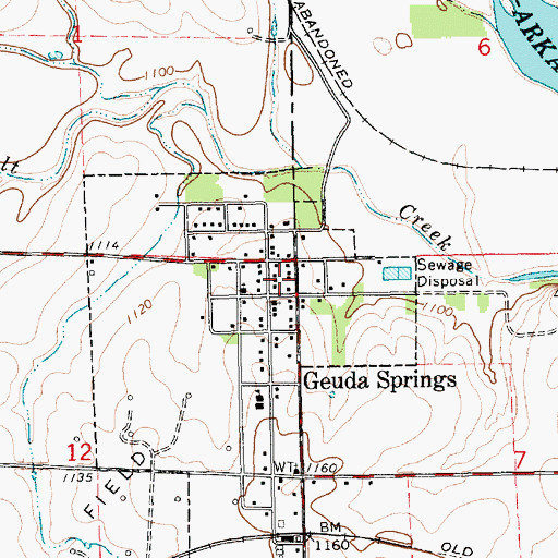 Topographic Map of Geuda Springs Post Office, KS