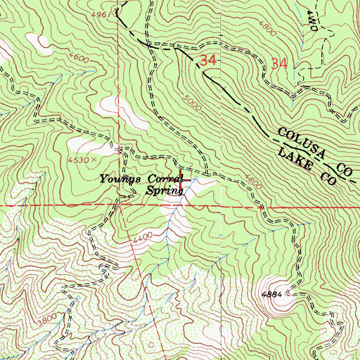Topographic Map of Youngs Corral Spring, CA