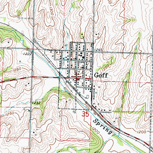 Topographic Map of Goff Post Office, KS