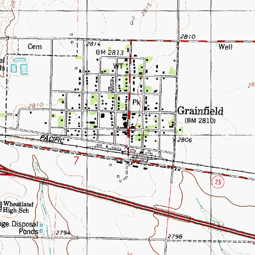 Topographic Map of Grainfield Post Office, KS