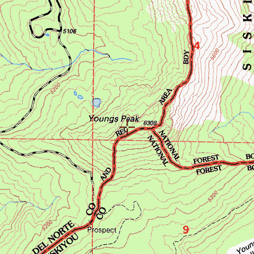 Topographic Map of Youngs Peak, CA