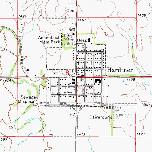 Topographic Map of Hardtner Post Office, KS