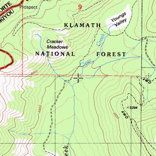 Topographic Map of Youngs Valley, CA