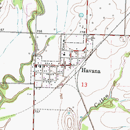 Topographic Map of Havana Post Office, KS
