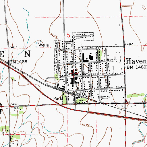 Topographic Map of Haven Post Office, KS