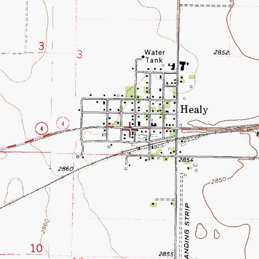 Topographic Map of Healy Post Office, KS